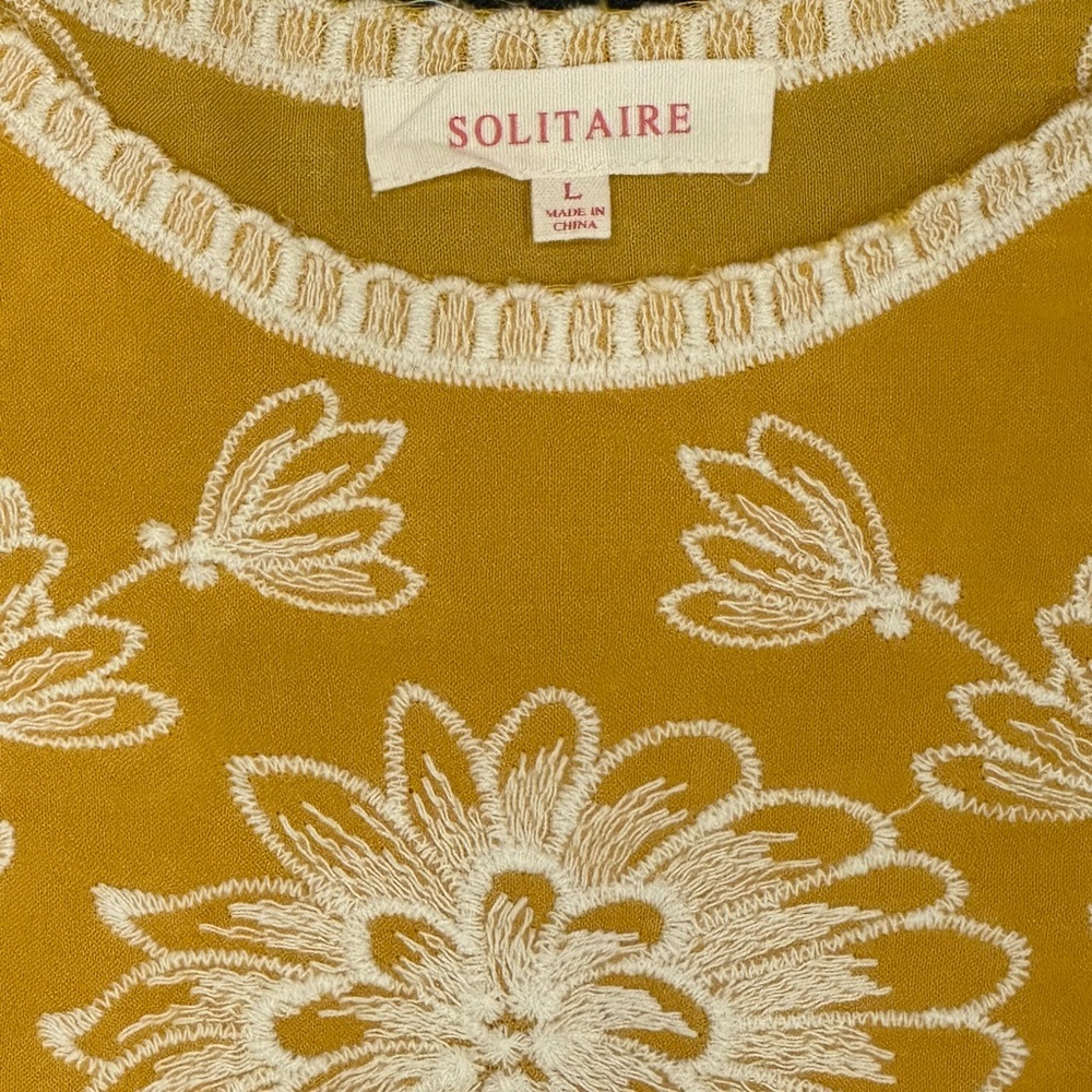 Solitaire Mustard Top with White Floral Embroidery - Picture 2 of 7
